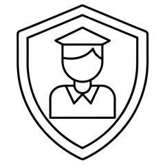 Graduate student shield icon protection education symbol