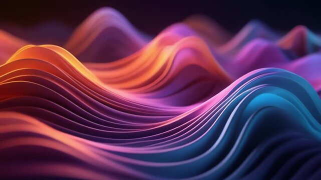 Vibrant Abstract Waves with Colorful Curves Creating a Dynamic Digital Landscape
