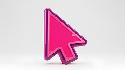 A vibrant glossy 3D pink and purple computer mouse cursor pointer icon