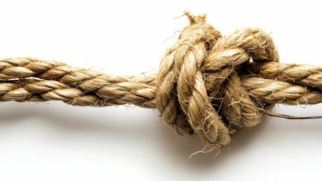 Brown rope with a tight knot.