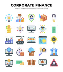 Collection of Corporate Finance Icons. Visualizing Business Growth and Financial Strategy