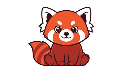 Adorable Red Panda Cub Sitting Calmly with a Cute Expression on an Isolated White Background