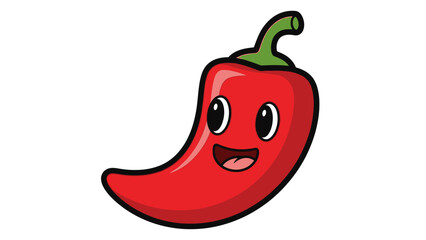 Happy Red Chili Pepper with Smiling Face, Isolated White Background