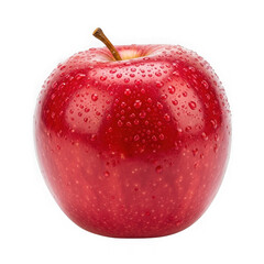 Fresh red apple with water droplets isolated on transparent background