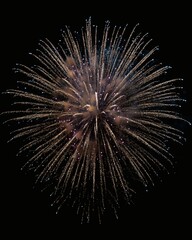 Radiant burst of golden fireworks ignites the night with celebration