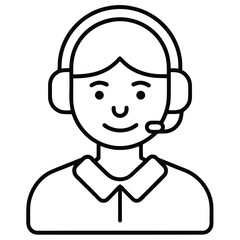 line drawing of a smiling person wearing a headset  customer support