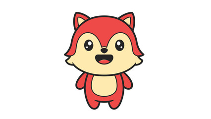 Adorable Cute Cartoon Fox Character Standing and Smiling on an Isolated White Background