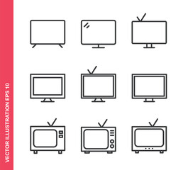 Television icon. Outline icons collection. Editable stroke.