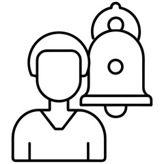 Line icon of person with notification bell