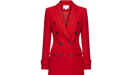 Elegant red double breasted blazer style coat for women fashion apparel isolated on transparent background