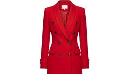 Elegant red double breasted blazer style coat for women fashion apparel isolated on transparent background