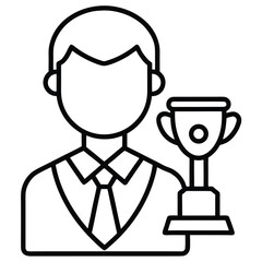 man in a business shirt and tie holding a trophy cup