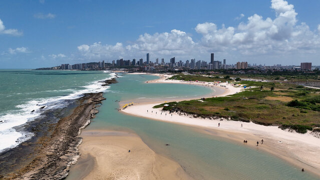 Natal Skyline In Natal Rio Grande Do Norte Brazil. City Skyline Showing Modern And Traditional Architecture. Coast Horizon Seaside Summertime. Coast Outdoors Panoramic. Natal Rio Grande do Norte.