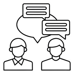 Two people talking to each other with speech bubbles