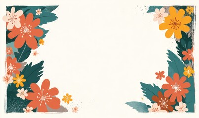 Floral Border Design with Orange and Yellow Flowers.