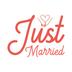 Just Married Romantic Couple Heart T-shirt Design