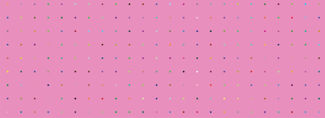 Abstract Geometric Pattern of Tiny Colorful Hearts on Pink Background