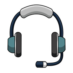 colorful headset with microphone cartoon illustration for communication and customer support concept