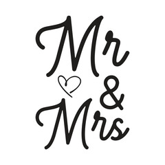 Mr & Mrs Romantic Couple Heart T-shirt Design