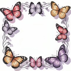 colorful butterfly floral frame border