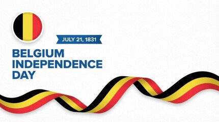 belgium independence day background with round emblem of the national flag on white space bold typography with the text clean modern design copy space