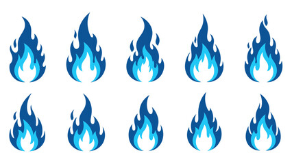 set of blue fire flames