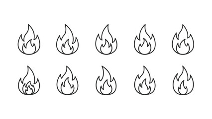 Set of fire flames