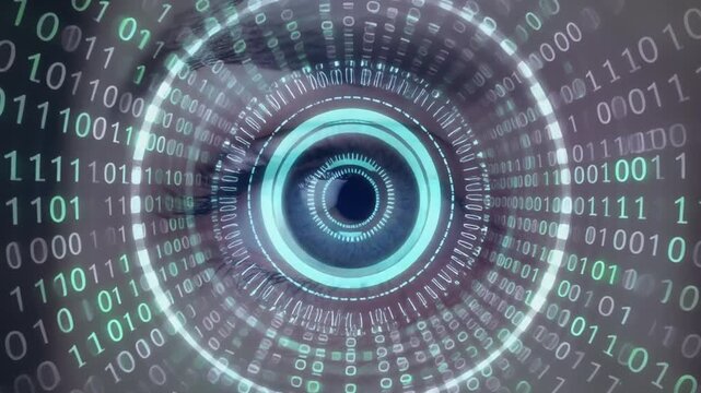 Futuristic Digital Eyes with Binary Code and Cybernetic Interface for Technology Theme Video
