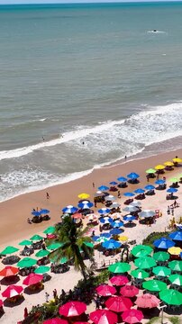 Bessa Beach At Joao Pessoa Paraiba Brazil. Bird Eye View Of A Amazing Coastal Beach In The Summer Holiday. Paradise Landscape Peaceful Amazing. Paradise Summertime. Joao Pessoa Paraiba.