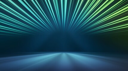 Vibrant light rays radiate from central point, creating dynamic background effect