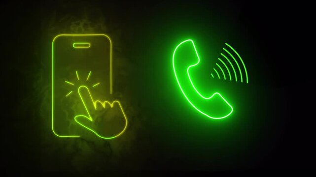 Phone and telephone communication neon signs collection.Phone icons set. Call sign and symbol. telephone symbol.