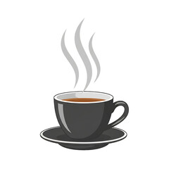 Obraz premium Steaming coffee cup on saucer illustration vector graphic for beverage concepts