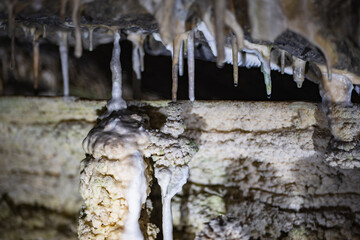 Stalactite and Stalagmite Formations Inside the Hermannsh&ouml;hle Cave, Harz Mountains