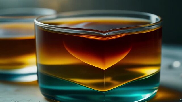 Steam Rising Slowly From Heated Test Tube Held With Tongs Over LamTransparent Liquids Forming Distinct Layers Due To Density Difference