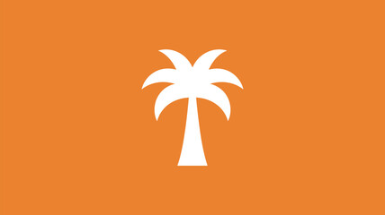 Minimalist White Palm Tree Icon on Vibrant Orange Background for Travel and Design Concepts