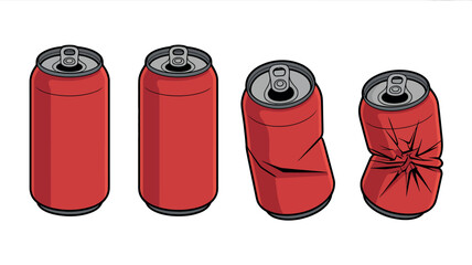 Crushed Red Soda Cans Illustration