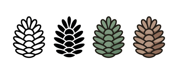 Colorful Pinecone Icon Variations Isolated