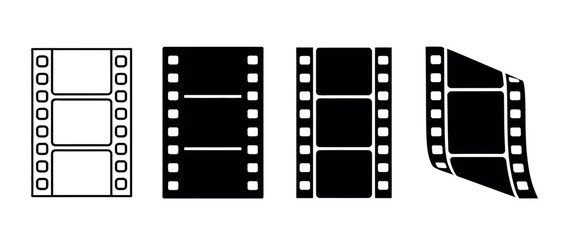 Film Strip Icons, Black and White Movie Strips, Cinema Symbols, Film Reel Graphics