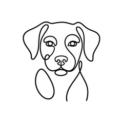 Line Art Illustration of a Dog Face , Dog Face Line Art Vector Illustration