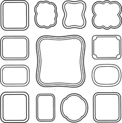 Playful Sticker Style Thick Border Decorative Frame Set