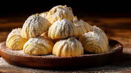 Egyptian Butter Cookies with Powdered Sugar, Traditional Dessert Concept