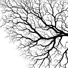 Obraz premium Bare Tree Branches Silhouette on White Background