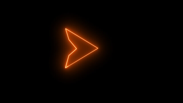 Neon orange arrow icon. Neon arrow icon illustration 4k. Arrows on black background.  Glowing sign logo vector