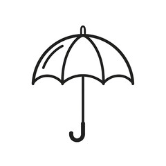 Outline illustration of an open umbrella with a transparent background