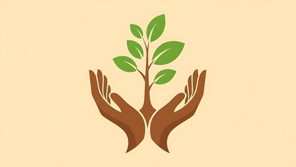 Environmental conservation concept art showing a leafy tree being supported by hands of varying skin tones.