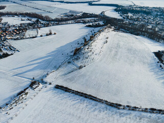 Aerial Winter View of the Teufelsmauer Rock Formation in the Harz Mountains