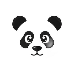 Fototapeta premium Stylized panda face illustration with black and white elements and transparent background