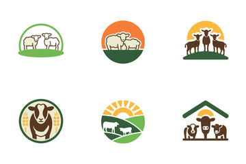 Farm Animal Logos, Icons Set
