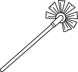 Minimal toilet brush icon, bathroom cleaning tool illustration, hygiene equipment line art, sanitation symbol, household cleaning accessory isolated on white background, vector, outline, design