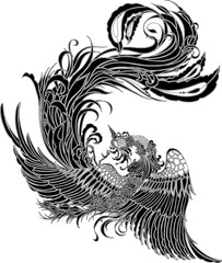 Phoenix Ink Painting Minhwa : 봉황 수묵화 민화